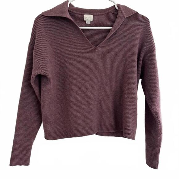 A New Day Collared V-Neck Polo Ribbed Pullover Sweater PURPLE Small - Picture 1 of 6